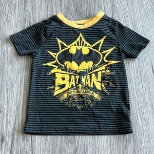 Batman Black Gray‎ and Yellow Striped Tee Shirt Size 2T